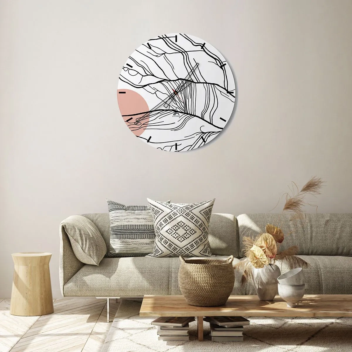 Wanduhr - Glasuhr - In einem Netz aus Zweigen - 30x30 cm