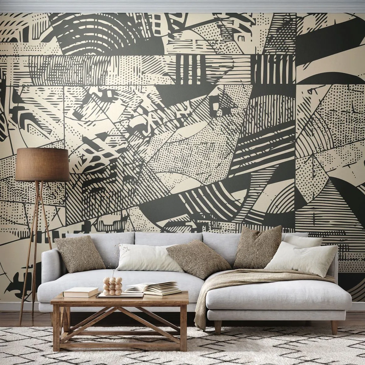 Fototapete Premium Canvas - Die Dynamik der Gegenwart - Abstraktion, Jahrgang, Grafik - 350x256 cm