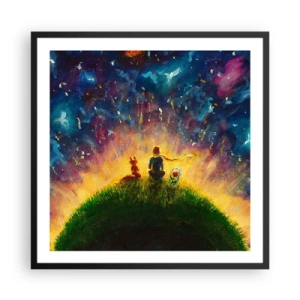 Poster in einem schwarzem Rahmen - Liebe und Freundschaft - die ganze Welt - 60x60 cm