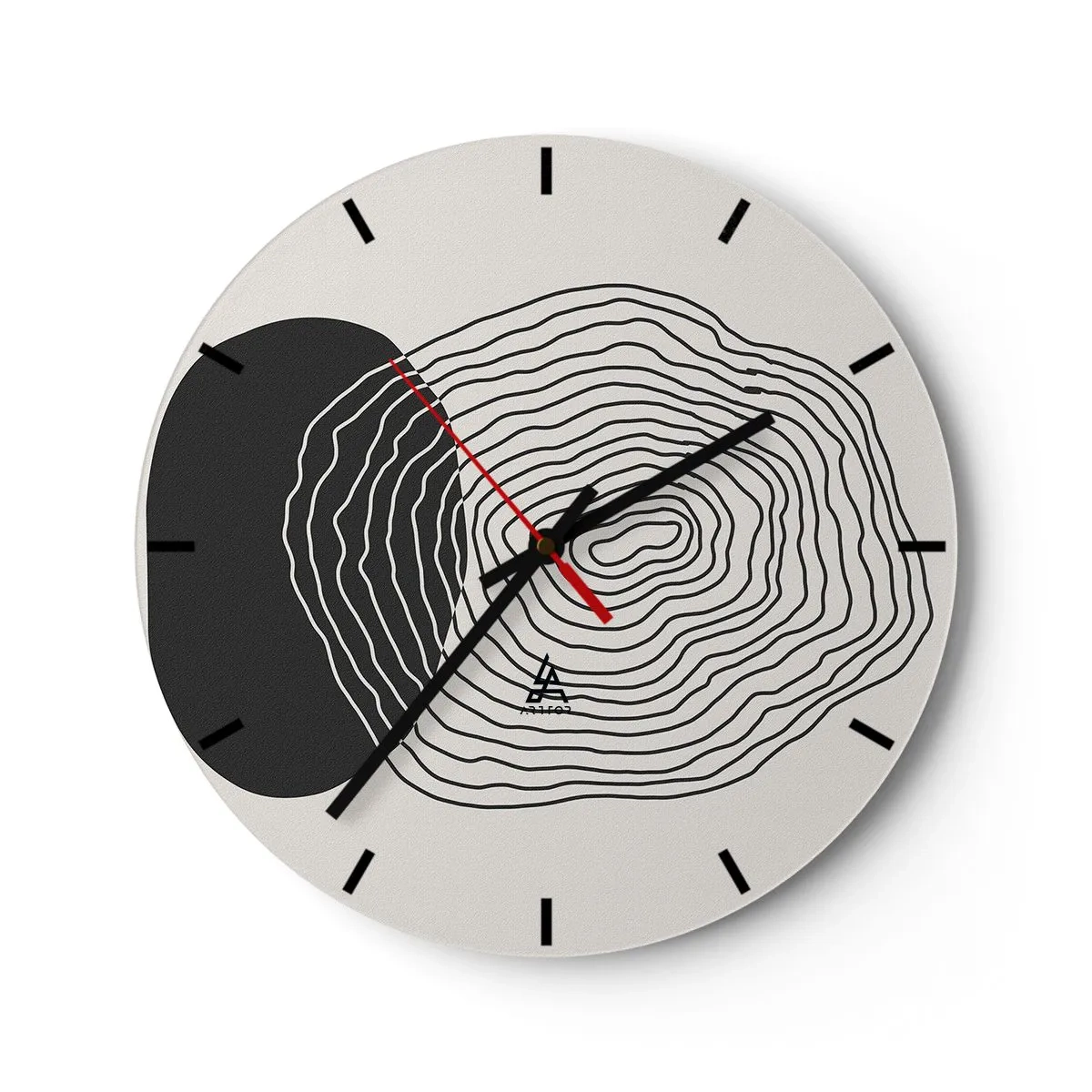 Wanduhr - Glasuhr - Abstrakte Linien bilden konzentrische Muster auf hellem Hintergrund. - 30x30cm - Dauer und Schwingung - Moderne Wanddekoration für Wohnzimmer, Küche und Schlafzimmer ARTTOR