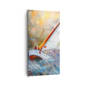 Bild auf Leinwand - Leinwandbild - Durch die Wellen laufend - 65x120 cm