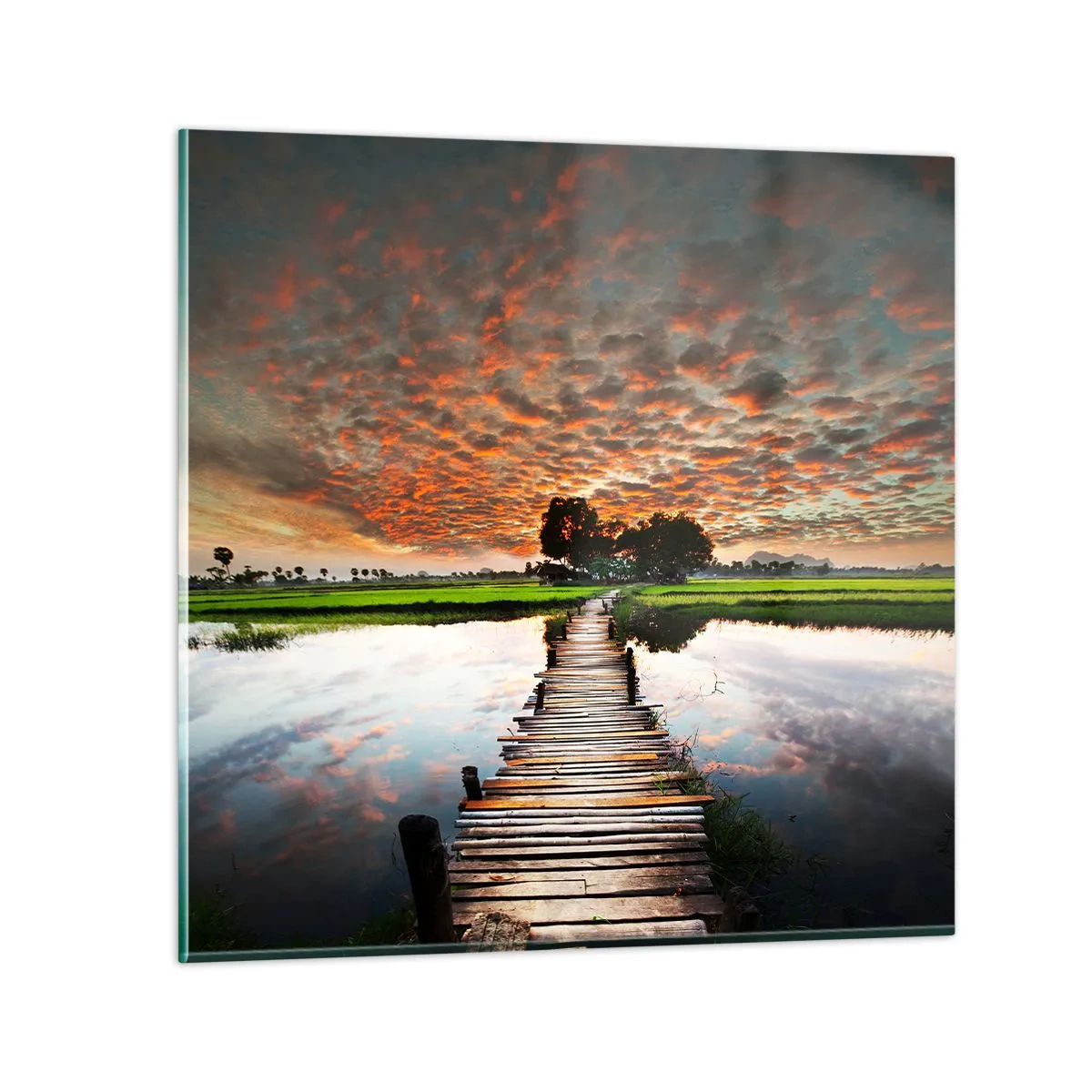 Glasbild - Bild auf glas - Arme ausstrecken - atmen - 40x40 cm