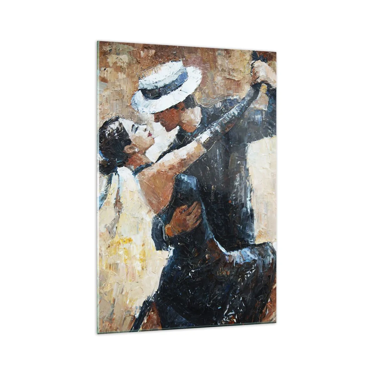 Glasbild - Bild auf glas - Ein Paar tanzt Tango in einem romantischen, eleganten Stil - 70x100cm - A la Rudolf Valentino - Moderne Wanddekoration für Wohnzimmer und Schlafzimmer ARTTOR