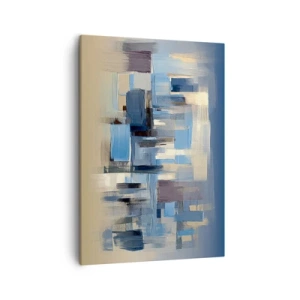 Bild auf Leinwand - Leinwandbild - Geometrische Formen in Blau- und Beigetönen - 50x70cm - Blaue Konstruktion - Moderne Wanddekoration für Wohnzimmer und Schlafzimmer ARTTOR