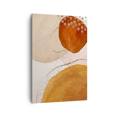 Bild auf Leinwand - Leinwandbild - Abstrakte Formen in warmen Braun- und Goldtönen - 70x100cm - Rundheit und Bewegung - Moderne Wanddekoration für Wohnzimmer und Schlafzimmer ARTTOR