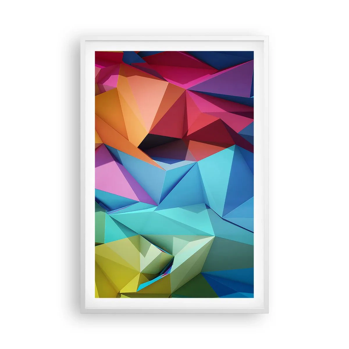 Poster in einem weißen Rahmen - Regenbogen-Origami - 61x91 cm