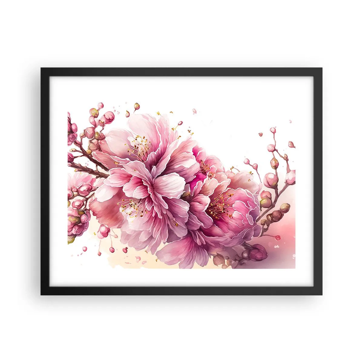 Poster in einem schwarzem Rahmen - Kirschblütenblüte - 50x40 cm