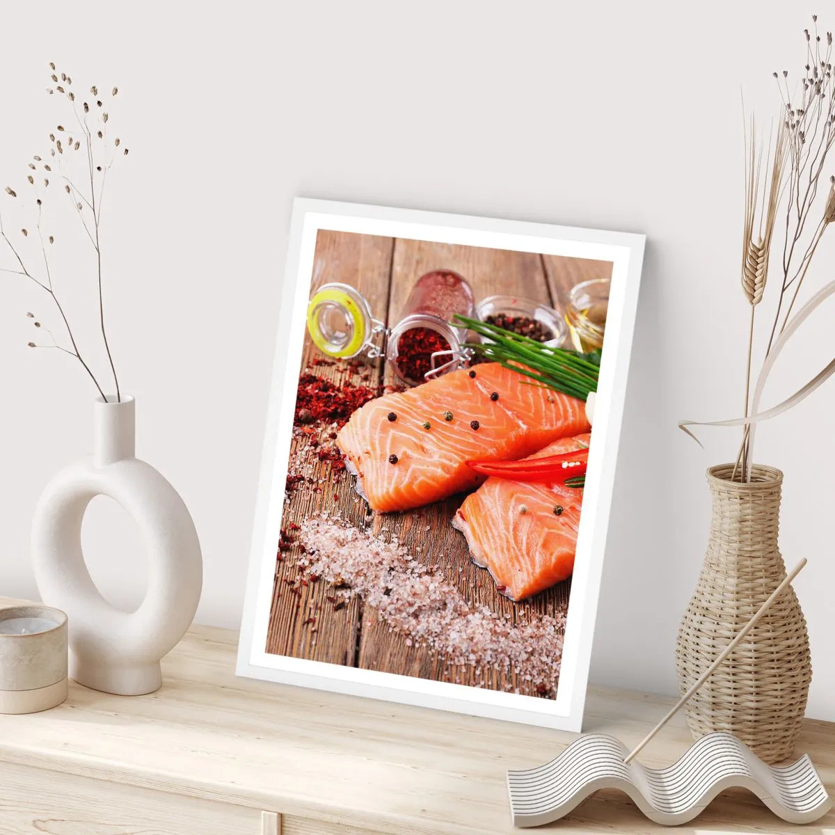 Poster in einem weißen Rahmen - Norwegisches Abenteuer in der Küche - 50x70 cm
