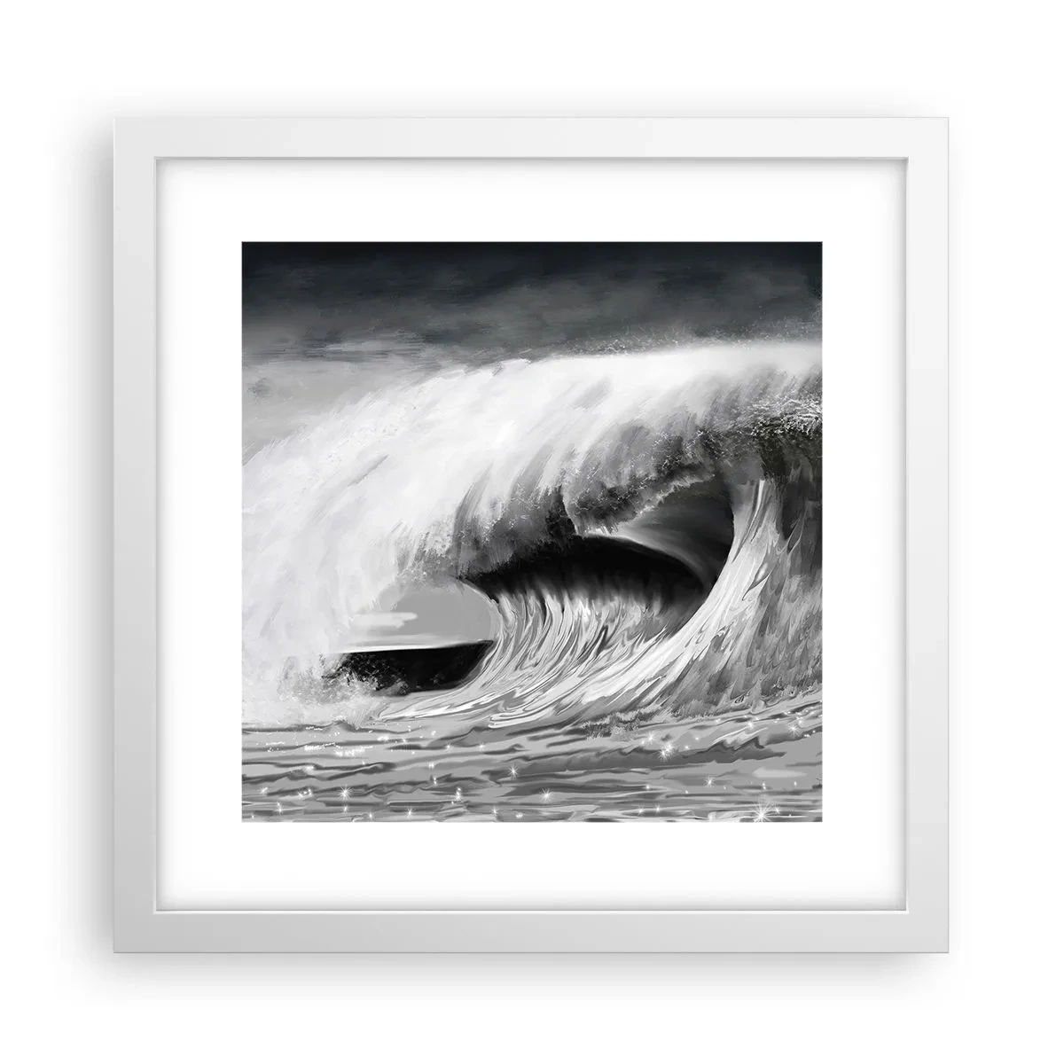 Poster in einem weißen Rahmen - Wut des Ozeans - 30x30 cm