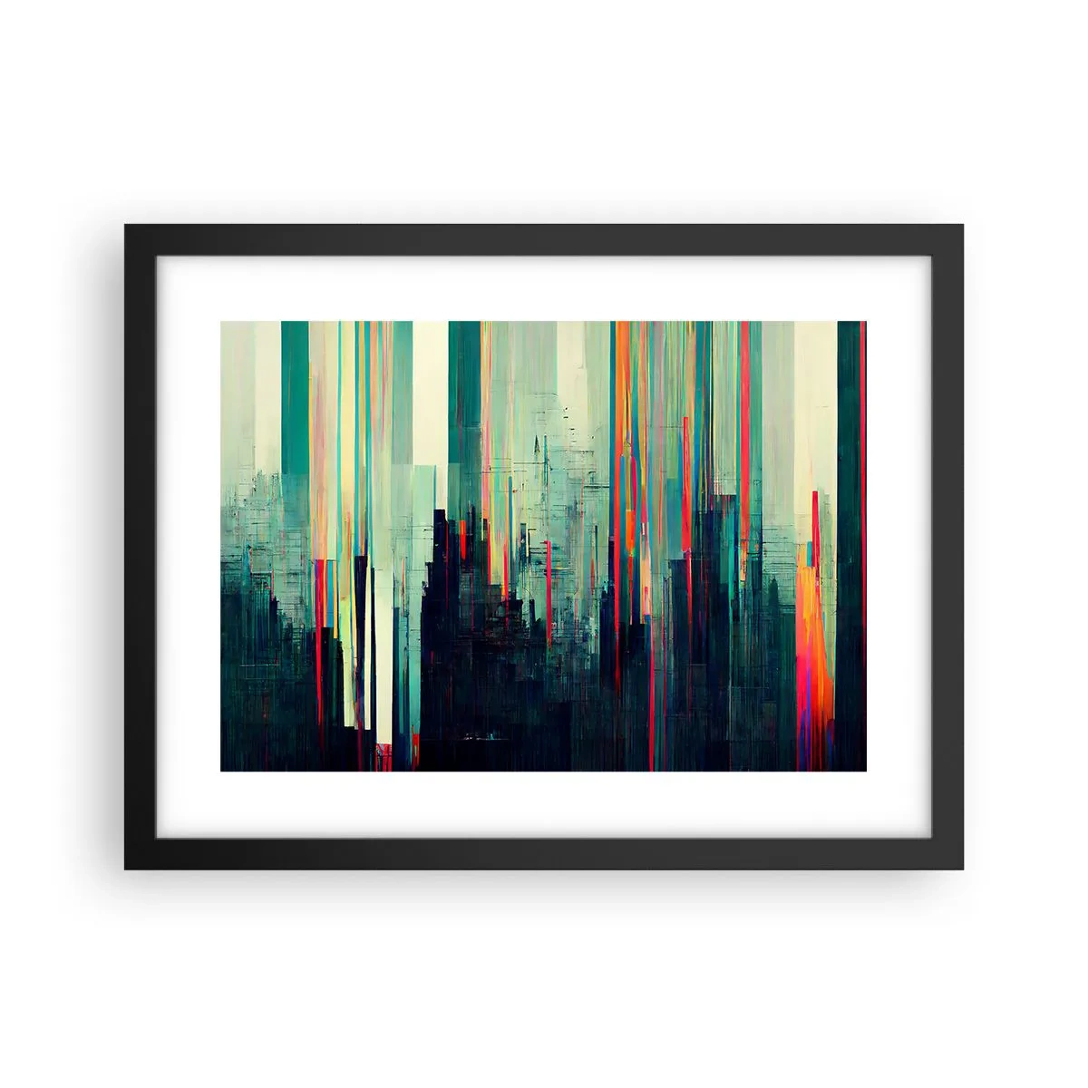 Poster in einem schwarzem Rahmen - Futuristische Stadt - 40x30 cm