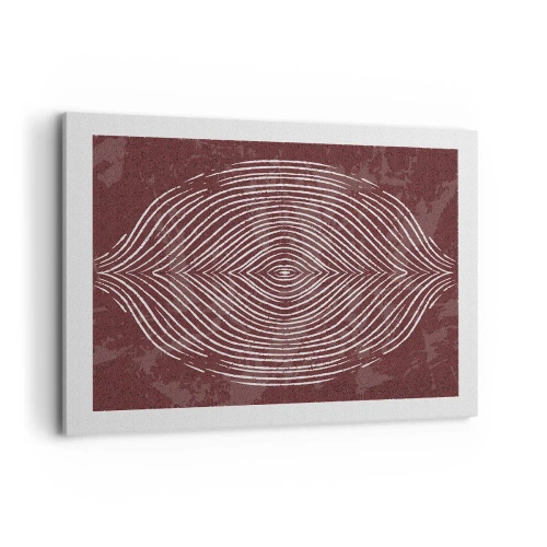 Bild auf Leinwand - Leinwandbild - Symmetrische Wellen in weißen Linien auf braunem Hintergrund - 100x70cm - Der Raum spricht - Moderne Wanddekoration für Wohnzimmer und Schlafzimmer ARTTOR