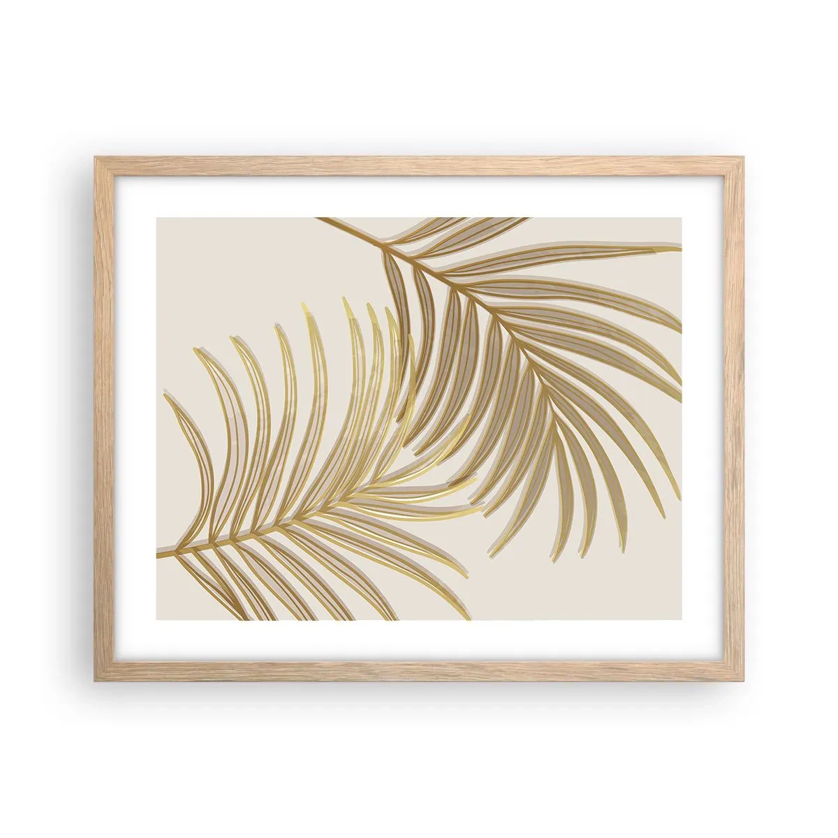 Poster in einem Rahmen aus heller Eiche - Goldene Palme! - 50x40 cm