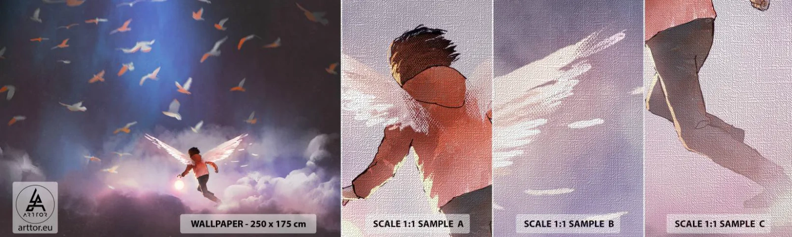 Fototapeten Muster Premium Canvas - Du brauchst Fantasie und Mut - Abstraktion, Fantasie, Ikarus - 100x30 cm