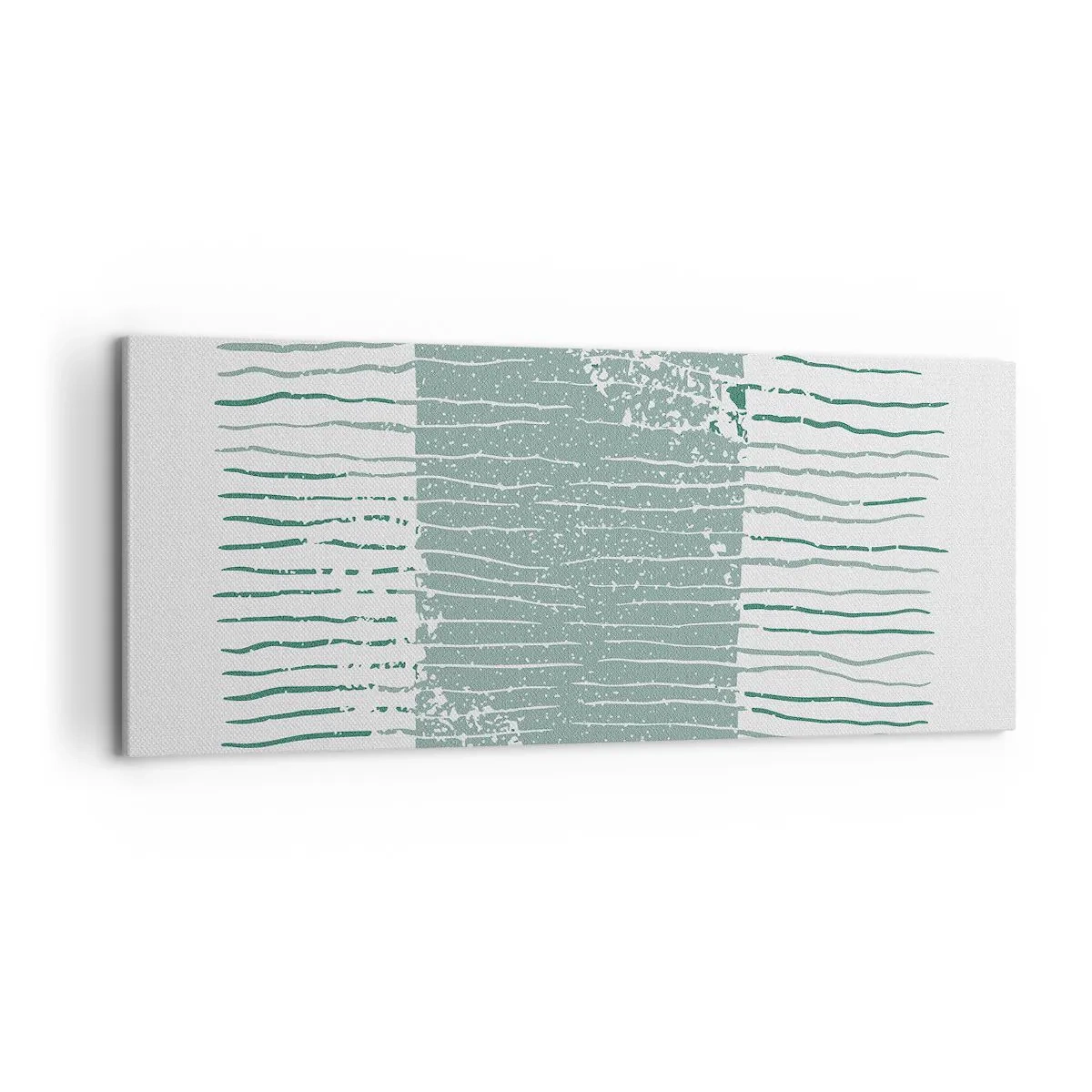 Bild auf Leinwand - Leinwandbild - Geometrisches Muster in Meeresgrün- und Weißtönen - 120x50cm - Marine Abstraktion - Moderne Wanddekoration für Wohnzimmer und Schlafzimmer ARTTOR