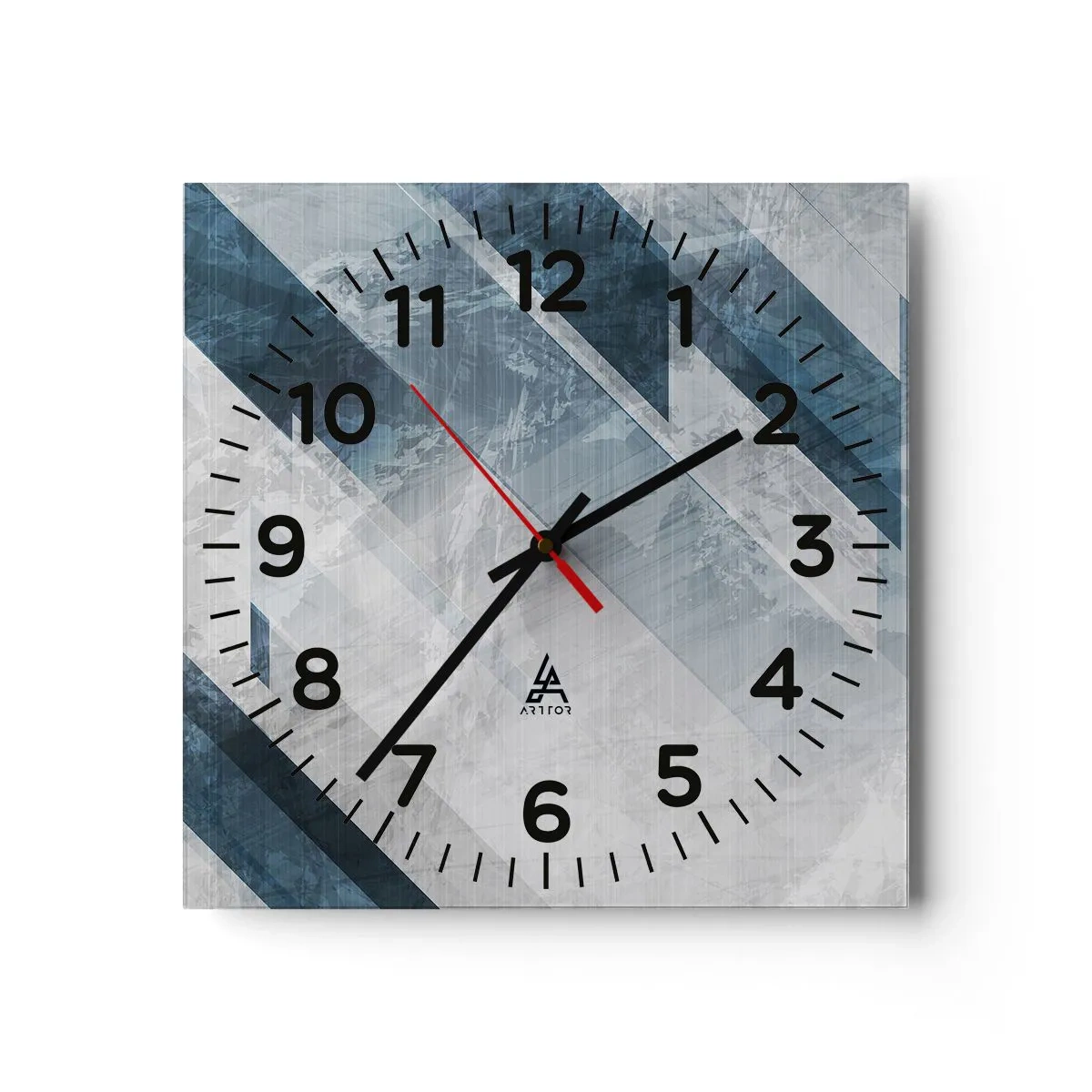 Wanduhr - Glasuhr - Räumliche Komposition - graue Bewegung - 40x40 cm