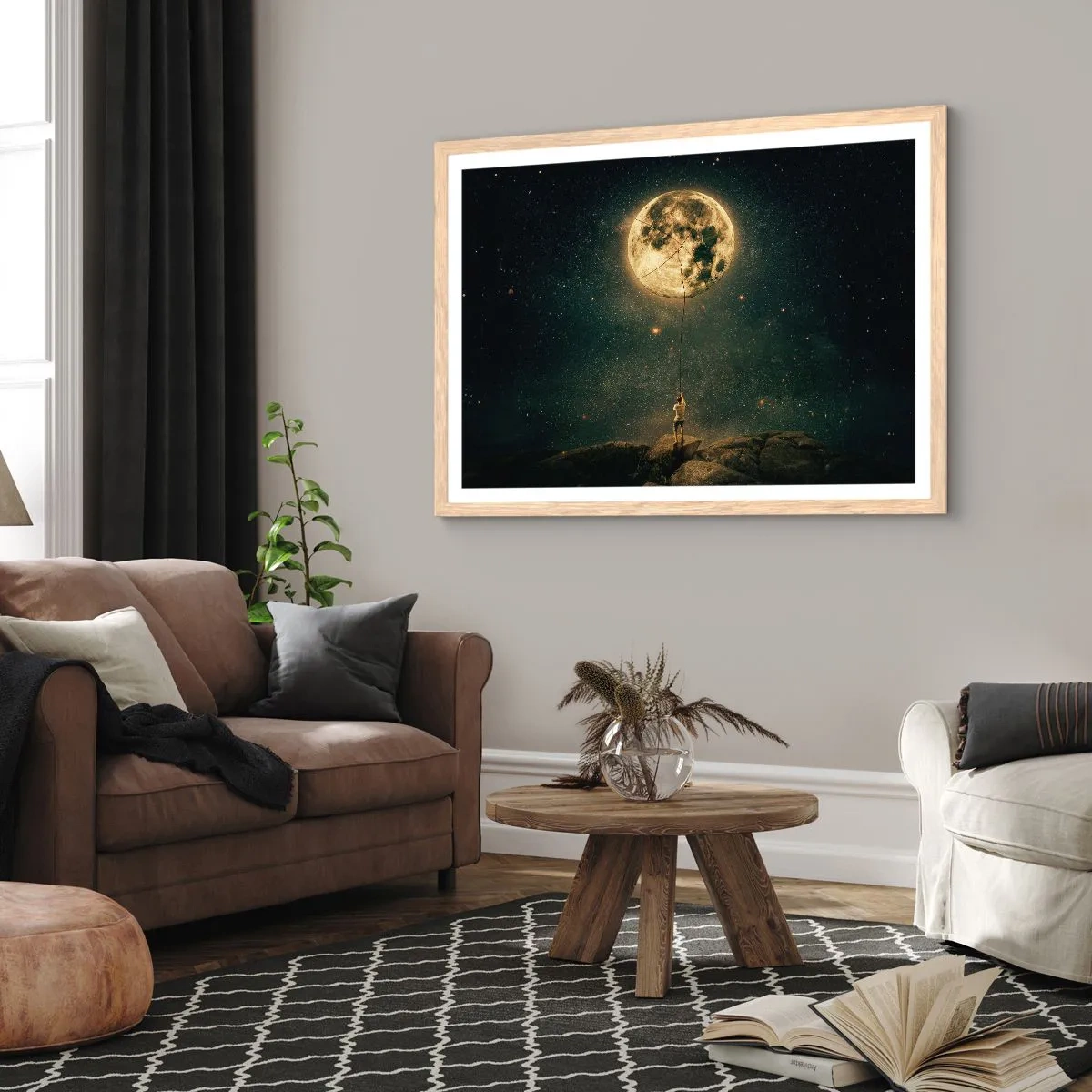 Poster in einem Rahmen aus heller Eiche - Der Mann, der den Mond gestohlen hat - 91x61 cm