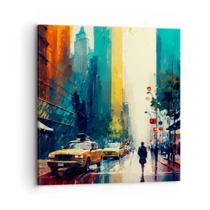 Bild auf Leinwand - Leinwandbild - New York – selbst der Regen ist hier bunt - 70x70 cm
