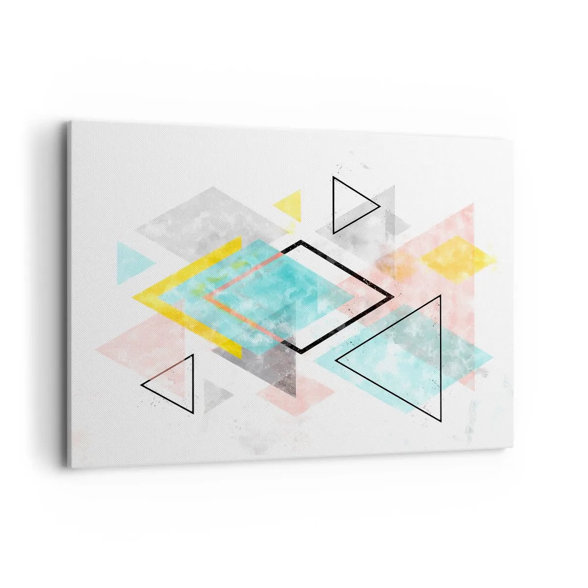 Bild auf Leinwand - Leinwandbild - Bunte geometrische Muster auf weißem Hintergrund - 100x70cm - Geometrisches Spiel - Moderne Wanddekoration für Wohnzimmer und Schlafzimmer ARTTOR