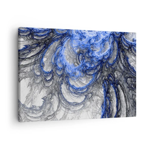 Bild auf Leinwand - Leinwandbild - Abstrakte Wellen in Blau- und Grautönen - 70x50cm - Die Geburt einer Welle - Moderne Wanddekoration für Wohnzimmer und Schlafzimmer ARTTOR