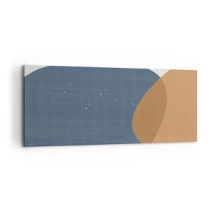 Bild auf Leinwand - Leinwandbild - Eine minimalistische geometrische Komposition in Blau- und Orangetönen. - 120x50cm - Ovale und Einflüsse - Moderne Wanddekoration für Wohnzimmer und Schlafzimmer ARTTOR