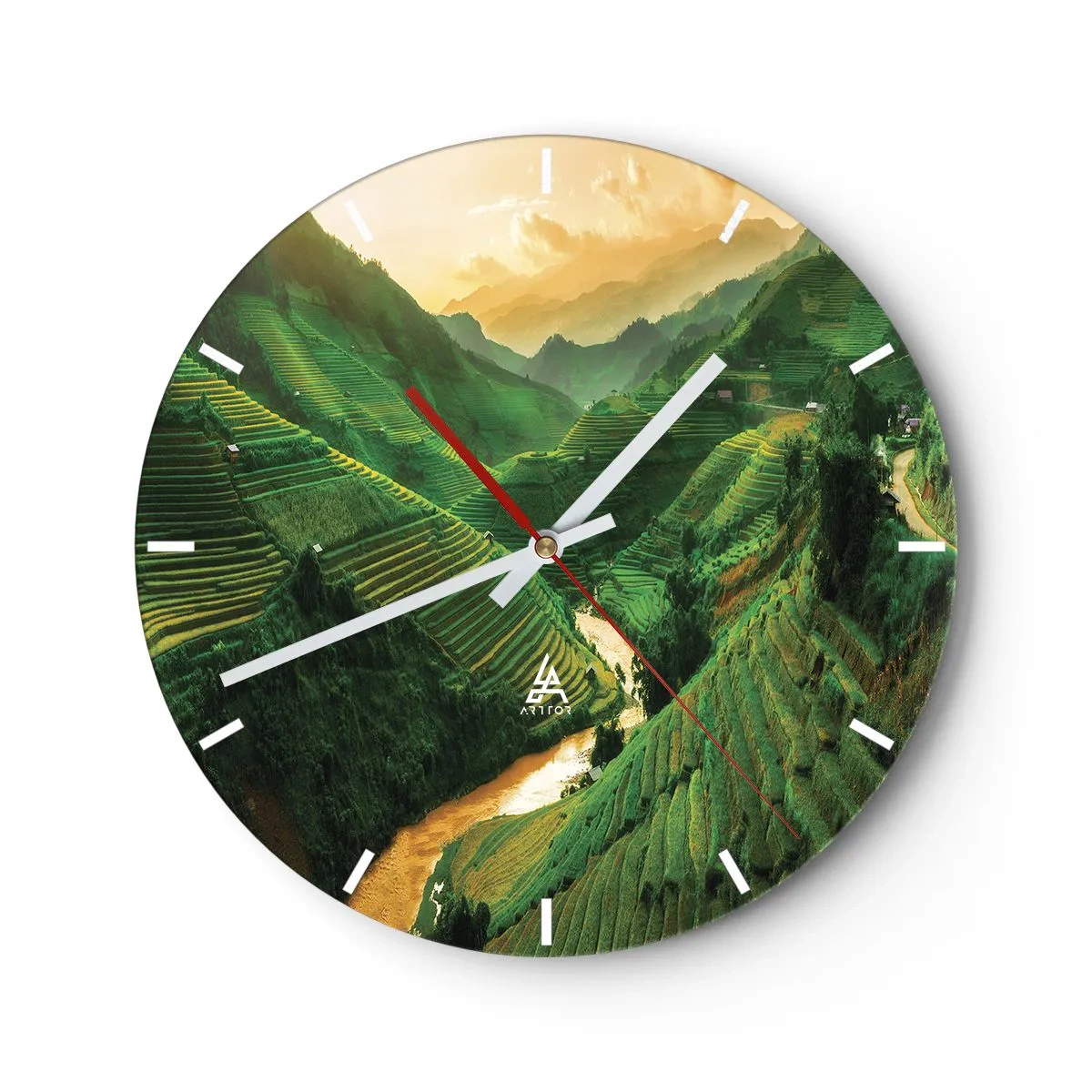 Wanduhr - Glasuhr - Vietnamesisches Tal - 40x40 cm