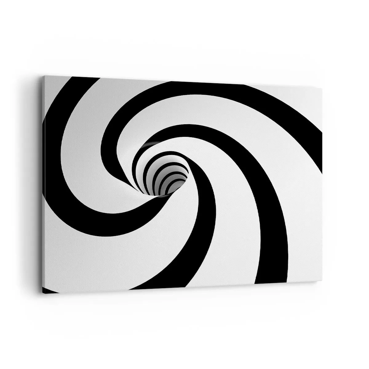 Bild auf Leinwand - Leinwandbild - Abstrakte schwarz-weiße Spirale mit Wirbeleffekt - 100x70cm - Dem Wirbel nachgeben? - Moderne Wanddekoration für Wohnzimmer und Schlafzimmer ARTTOR