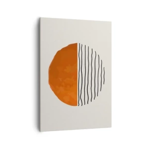 Bild auf Leinwand - Leinwandbild - Ein minimalistischer Sonnenuntergang über wellenartigen Linien - 50x70cm - Im japanischen Klima - Moderne Wanddekoration für Wohnzimmer und Schlafzimmer ARTTOR