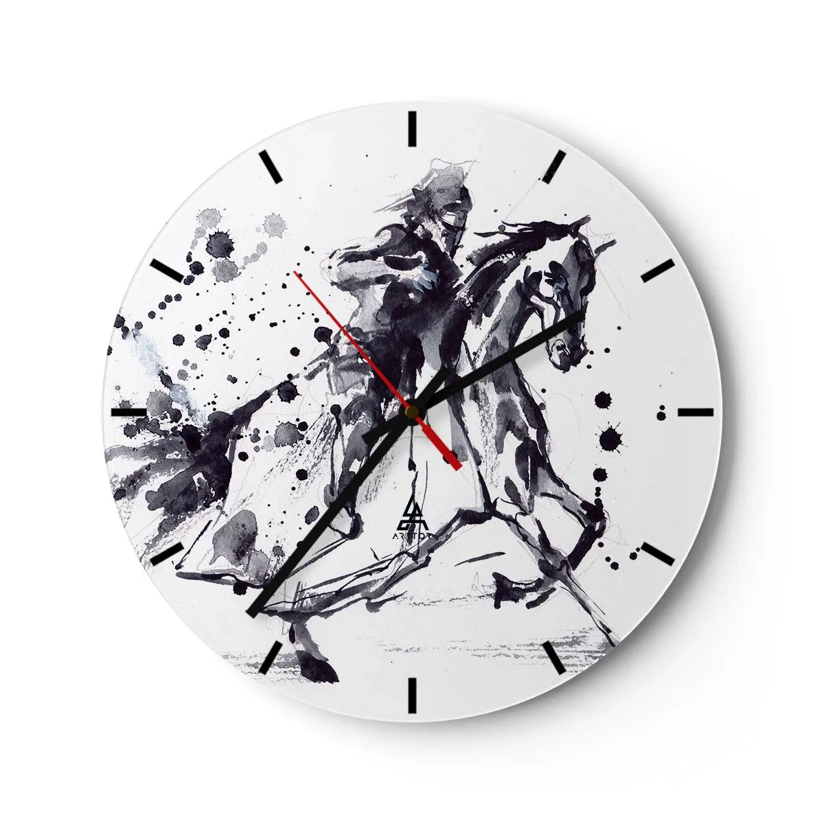 Wanduhr - Glasuhr - Schwarzer Ritter - 40x40 cm