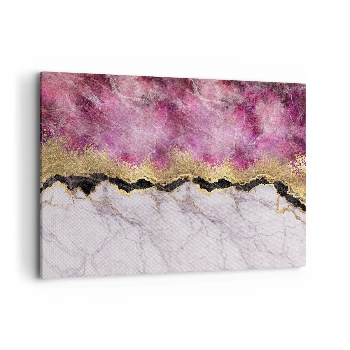 Bild auf Leinwand - Leinwandbild - Abstrakter Marmor in Rosatönen mit goldenen Akzenten - 120x80cm - An der Grenze - Moderne Wanddekoration für Wohnzimmer und Schlafzimmer ARTTOR