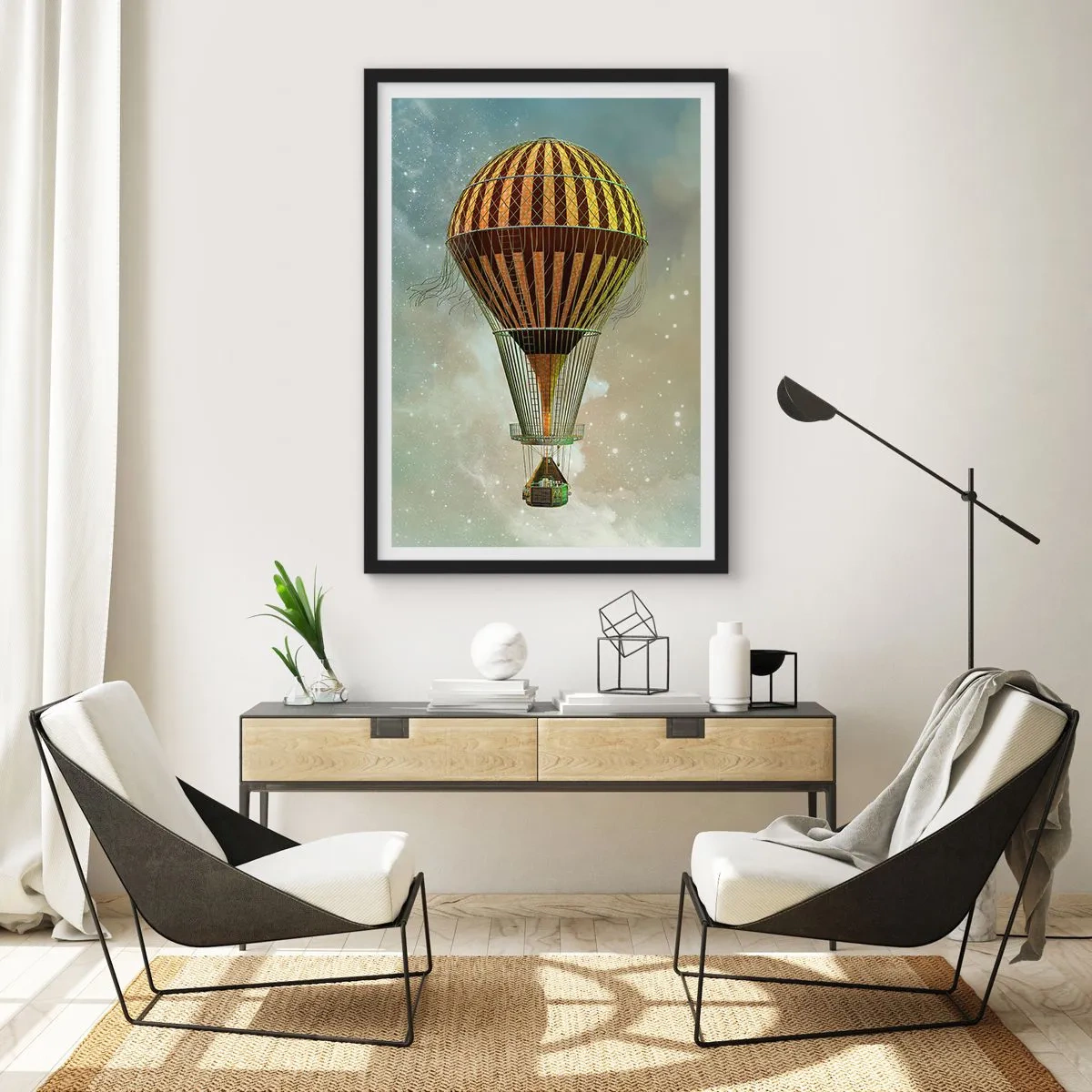 Poster in einem schwarzem Rahmen - Pionierflüge - 70x100 cm