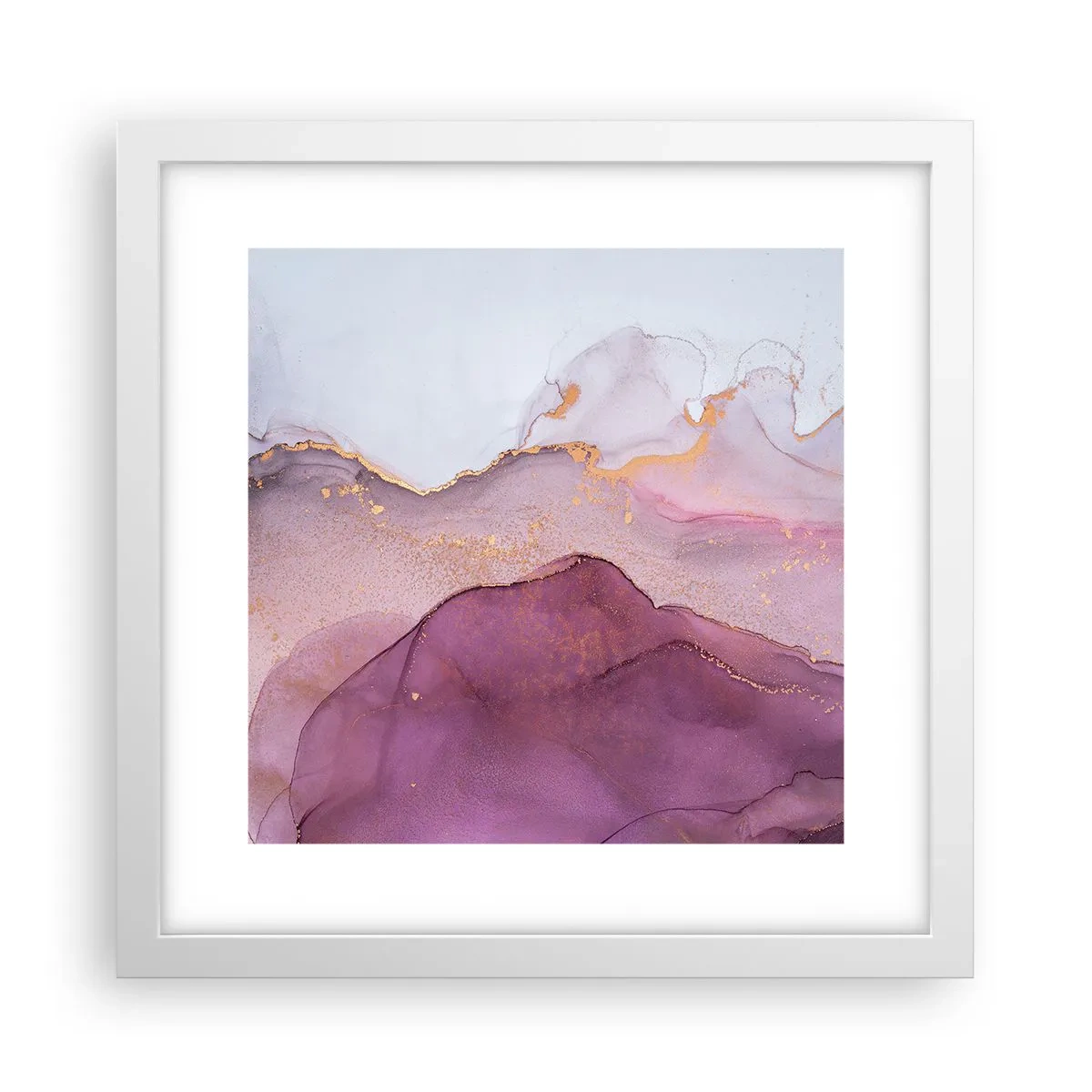 Poster in einem weißen Rahmen - Violett und lila Wellen - 30x30 cm