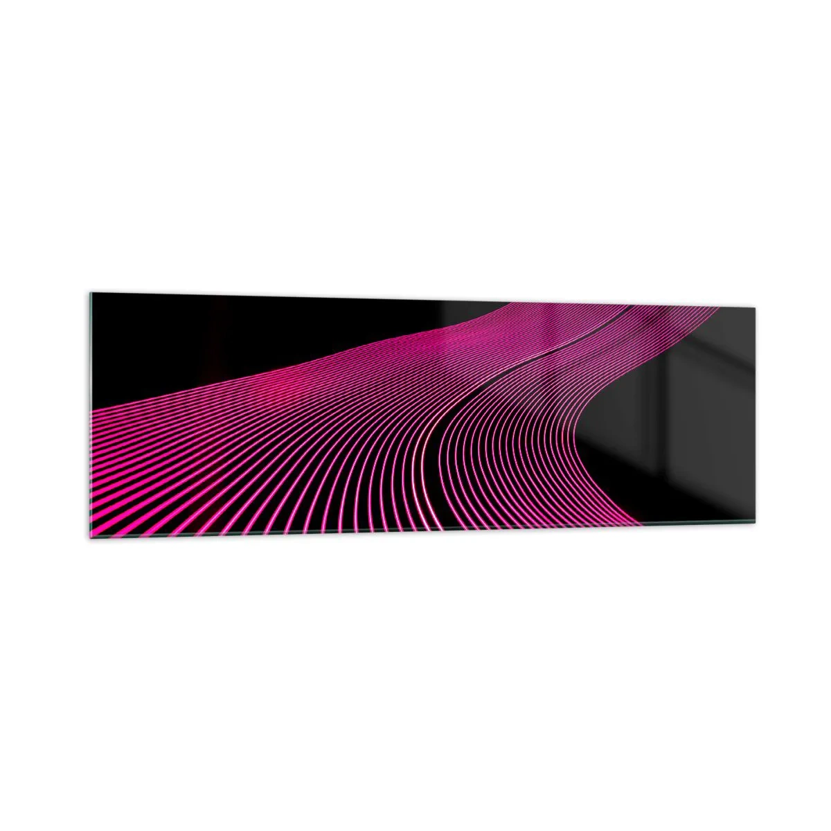 Glasbild - Bild auf glas - Futuristische Linien in Rosatönen auf schwarzem Hintergrund - 160x50cm - Allee des Lichts - Moderne Wanddekoration für Wohnzimmer und Schlafzimmer ARTTOR