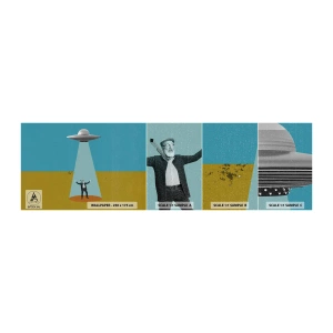 Fototapeten Muster Selbstklebend Deluxe Sticker - Nahe Begegnung - UFO, Moderne Kunst, Surrealismus - 100x30 cm