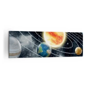 Bild auf Leinwand - Leinwandbild - Sonnensystem mit Planeten und Sonne im Weltraum - 160x50cm - Kosmischer Tanz - Moderne Wanddekoration für Wohnzimmer und Schlafzimmer ARTTOR