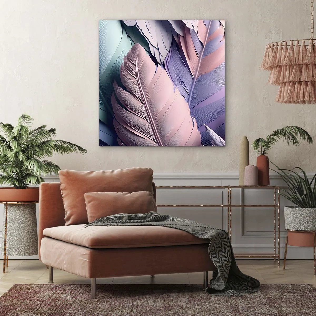 Bild auf Leinwand - Leinwandbild - Vogel-Chic - 70x70 cm