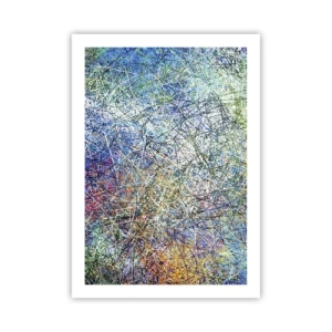 Poster - Farbenfrohe Abstraktion mit dynamischen Linien und Blautönen - 50x70cm - Es ist nicht so einfach - Moderne Wanddekoration für Wohnzimmer und Schlafzimmer ARTTOR