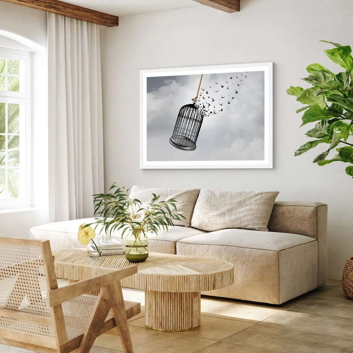 Poster in einem weißen Rahmen - Glaube ... Hoffnung ... Freiheit! - 40x30 cm