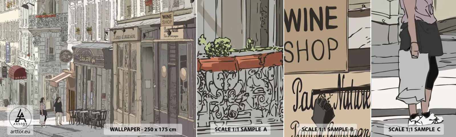 Fototapeten Muster Selbstklebend Deluxe Sticker - Stadtfreuden - Die Architektur, Stadt, Paris - 100x30 cm