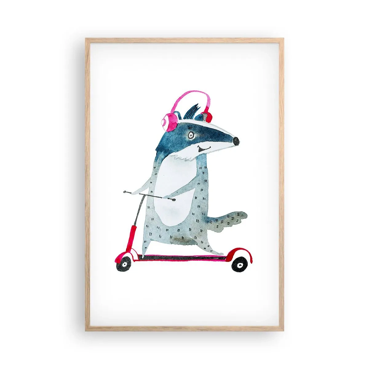 Poster in einem Rahmen aus heller Eiche - Dachsfreude - 61x91 cm