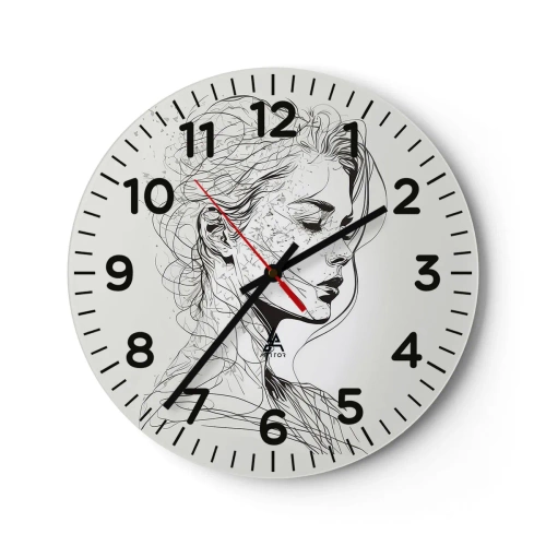 Wanduhr - Glasuhr - Porträt im Gedanken - 30x30 cm