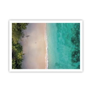Poster - Luftaufnahme eines tropischen Strandes mit türkisfarbenem Wasser - 100x70cm - Paradiesstrand - Moderne Wanddekoration für Wohnzimmer und Schlafzimmer ARTTOR