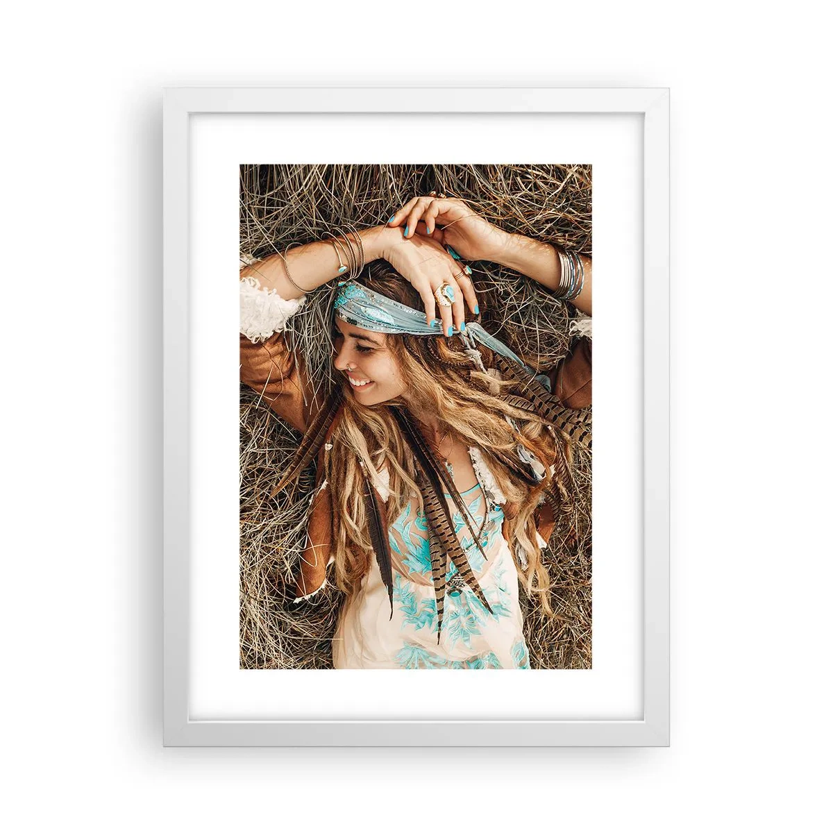 Poster in einem weißen Rahmen - Auf dem Weg in den Sommer der Liebe - 30x40 cm