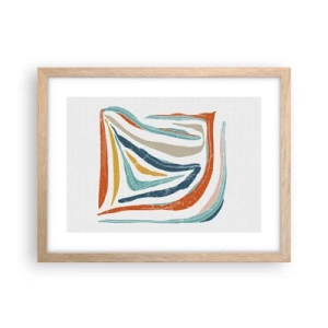 Poster in einem Rahmen aus heller Eiche - Abstraktion mit einem freundlichen Lächeln - 40x30 cm