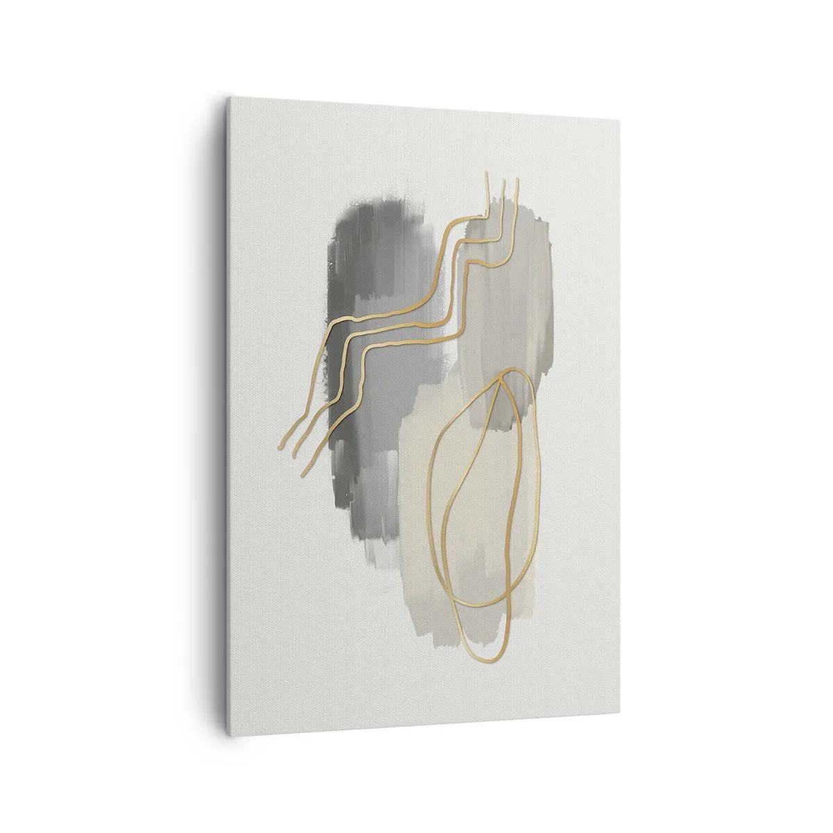 Bild auf Leinwand - Leinwandbild - Abstrakte goldene Linien auf grauem Hintergrund - 70x100cm - Dauer und Bewegung - Moderne Wanddekoration für Wohnzimmer und Schlafzimmer ARTTOR