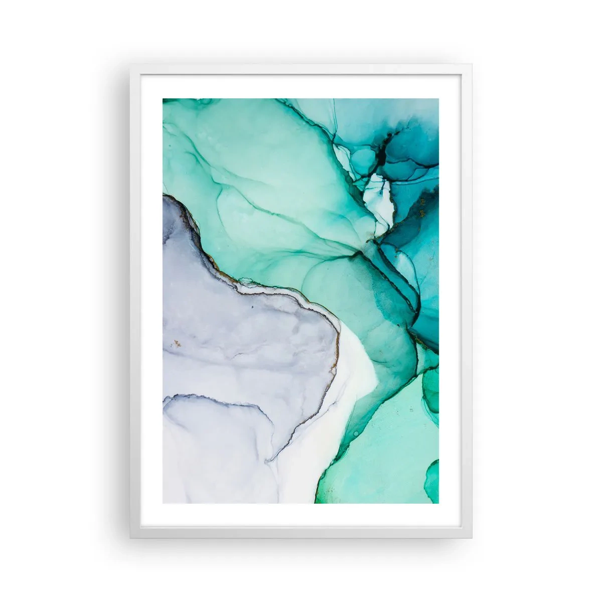 Poster in einem weißen Rahmen - Eine Studie in Türkis - 50x70 cm