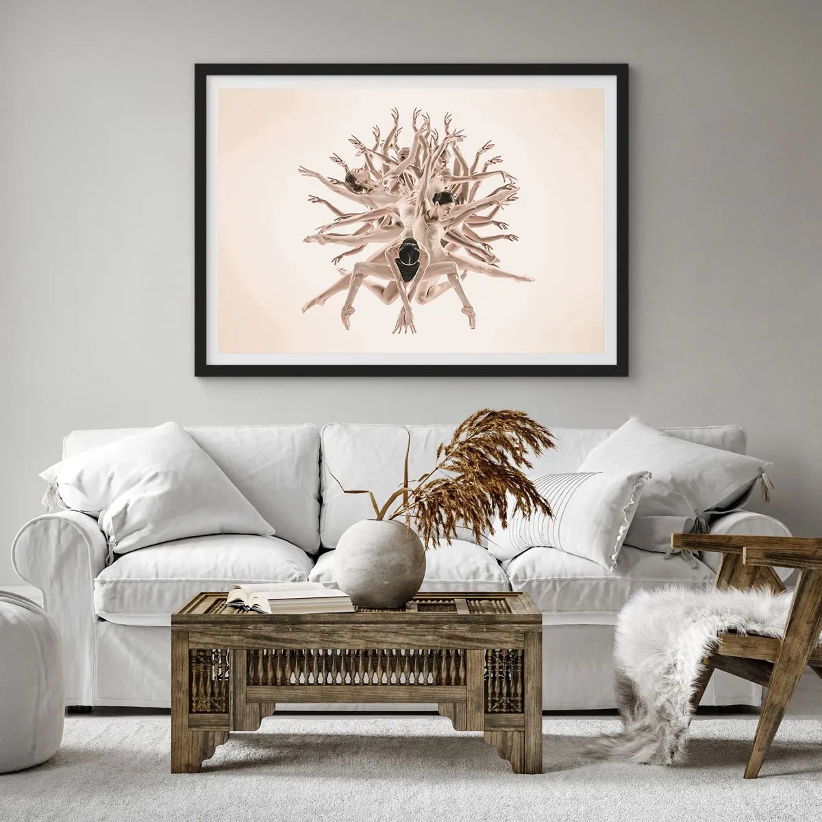 Poster in einem schwarzem Rahmen - Aufblühen im Tanz - 50x40 cm