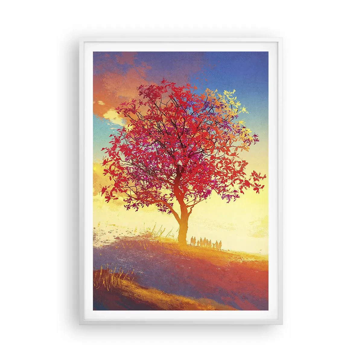 Poster in einem weißen Rahmen - Pilger am Ziel - 70x100 cm