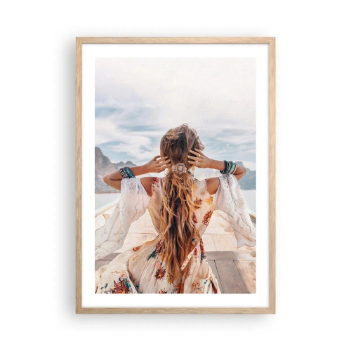 Poster in einem Rahmen aus heller Eiche - Auf dem Weg zum Glück - 50x70 cm