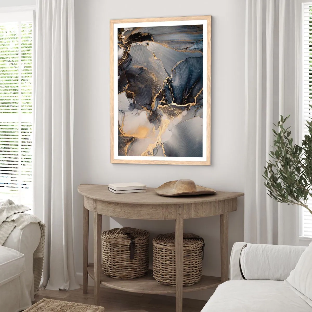 Poster in einem Rahmen aus heller Eiche - Leben aus Stein - 61x91 cm