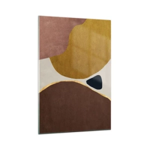 Glasbild - Bild auf glas - Eine abstrakte Komposition mit geometrischen Formen in warmen Farben. - 80x120cm - Abstraktion – ein Ort im Raum - Moderne Wanddekoration für Wohnzimmer und Schlafzimmer ARTTOR
